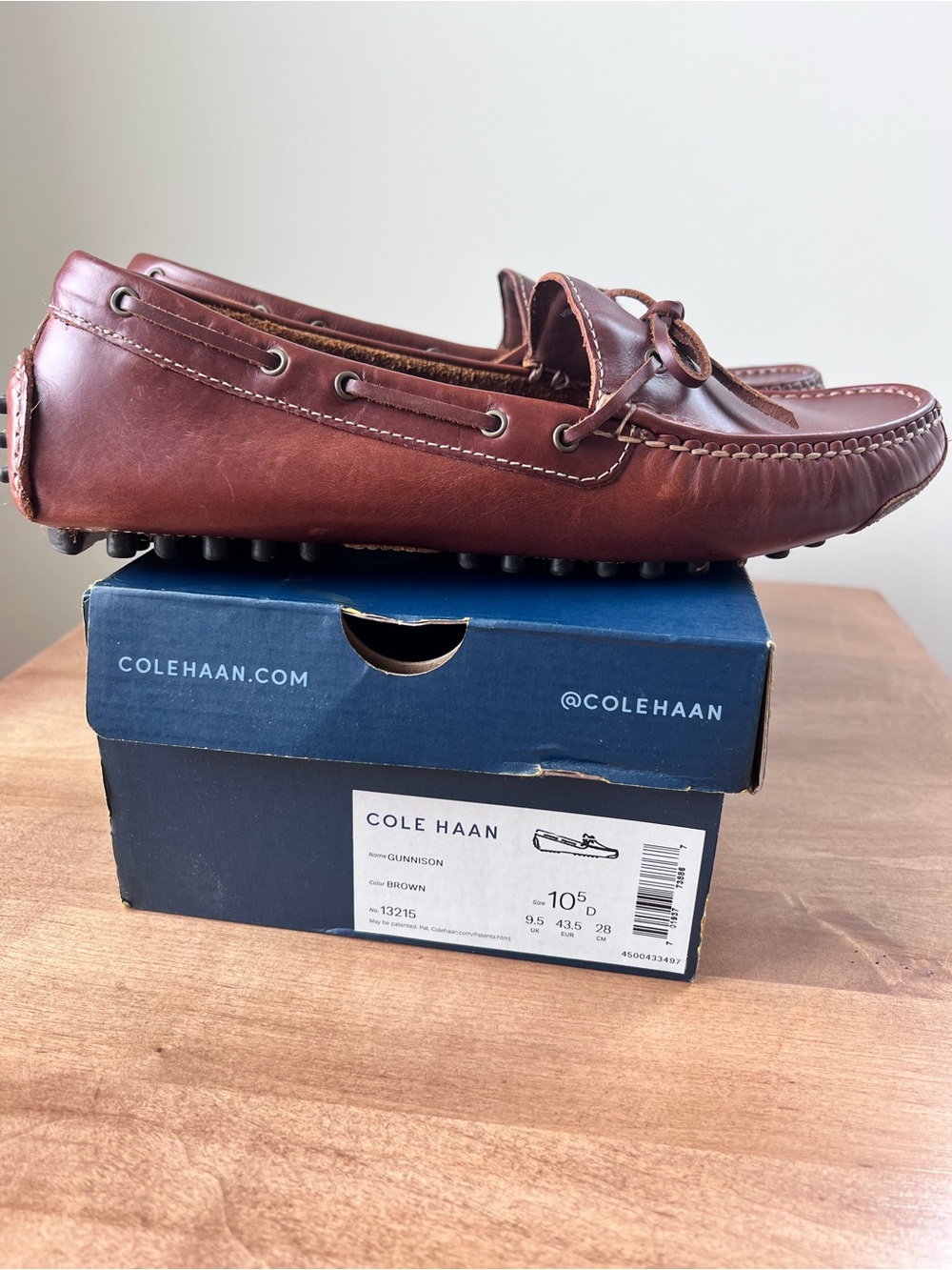 Men’s Cole Haan Brown Gunnison Leather Moccasin Driving Loafers Size 10.5